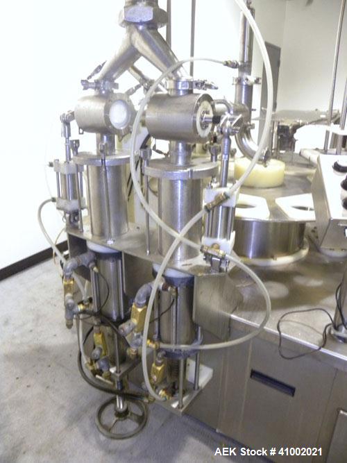 Used Pryor Packaging Machinery 2 Head Rotary Cup Filler and Lidder, Model 51190