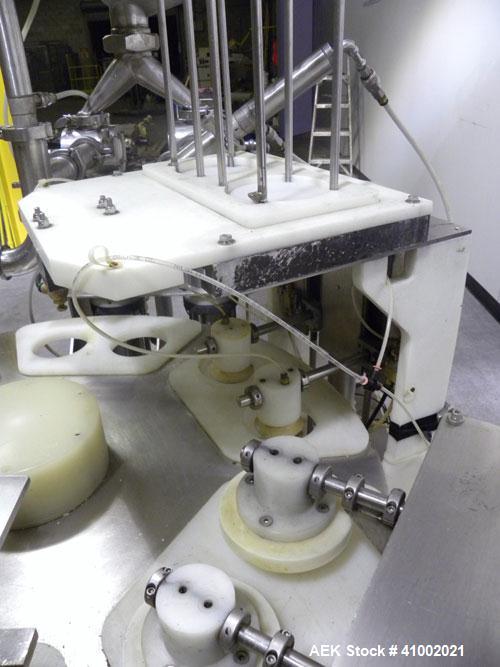 Used Pryor Packaging Machinery 2 Head Rotary Cup Filler and Lidder, Model 51190