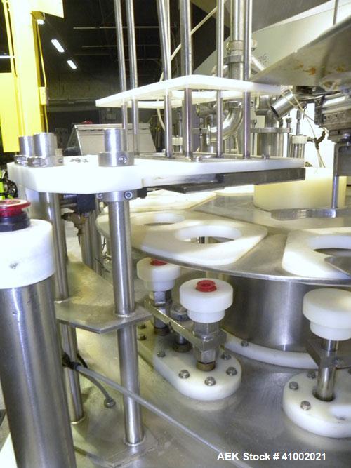 Used Pryor Packaging Machinery 2 Head Rotary Cup Filler and Lidder, Model 51190