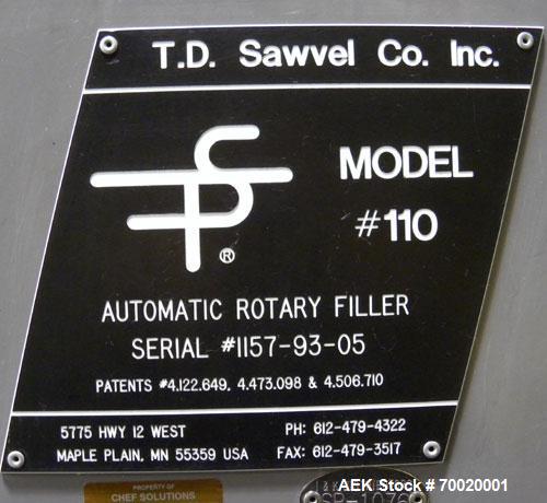 Used T.D Sawvel Automatic Rotary Cup/Tub Filler, Model 110