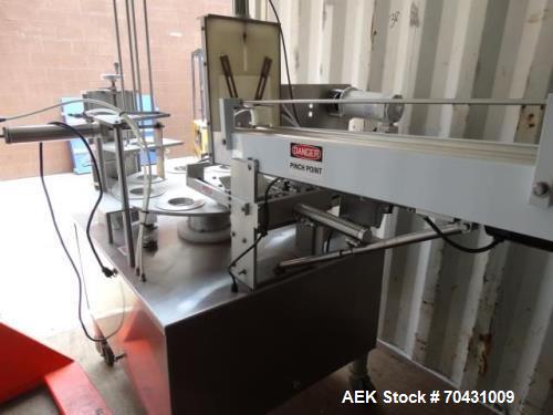 Used World Cup Packaging 8-80 Cup Filler. Container size: up to 80 ounces or up to 6.5 inch maximum diameter with change parts from the OEM. Filling speed: up to 40 indexes per minute depending on cu...