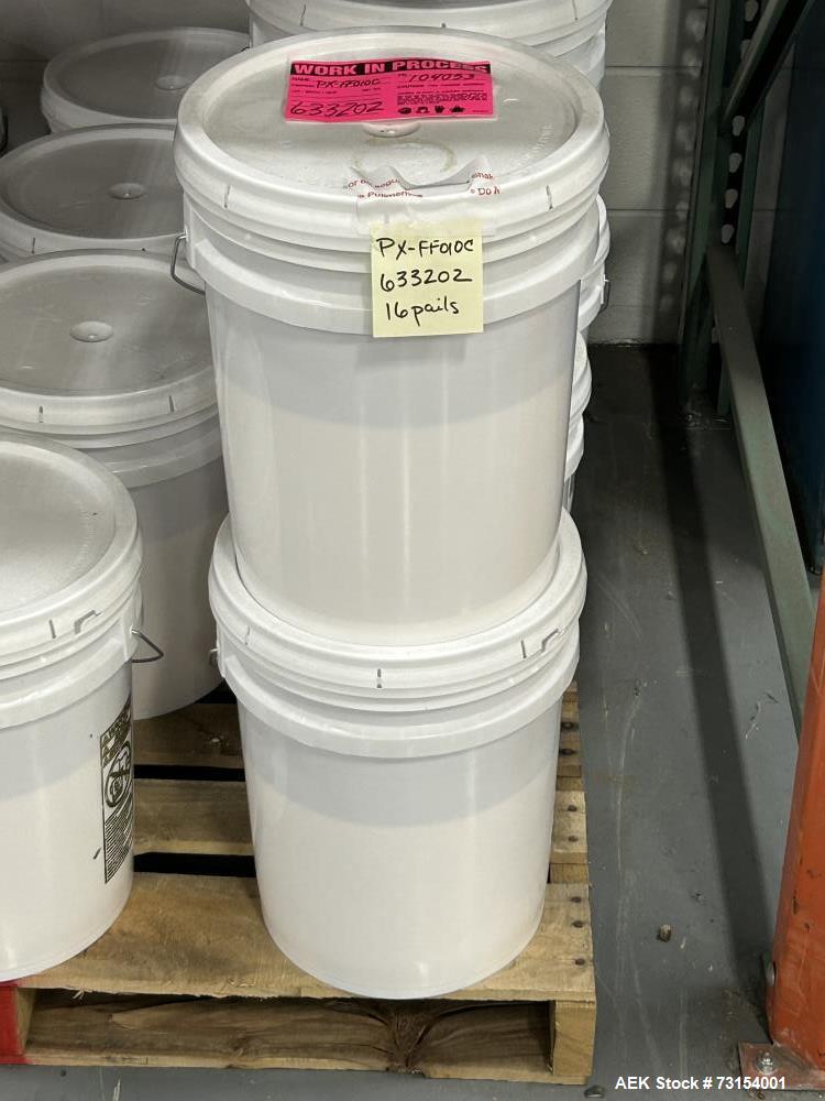 Used Complete 5 Gallon Pail Filling Line with Filler and Lidder. Filler is a 4 head unit with manual lid plcement and automatic lid sealing station. Includes interconnecting roller conveyor.