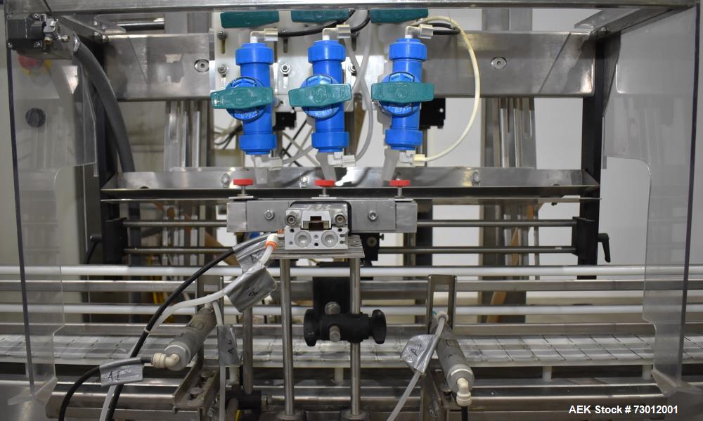 Used EPAK Inline Automatic Filler - 3 Heads, Pressure Gravity System