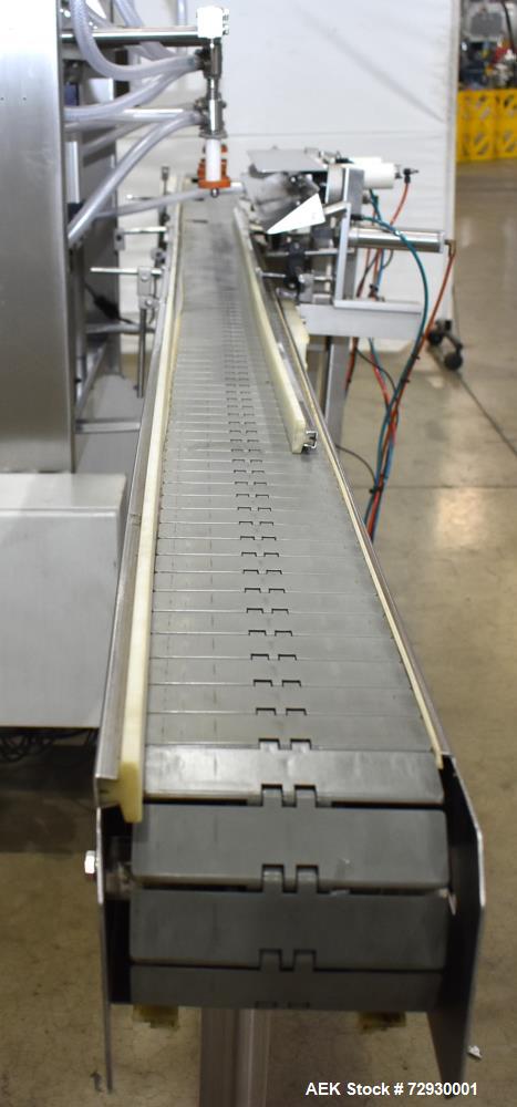 Used Accutek APOF Series Automatic Pressure 6 Head Overflow Filler, Model APOF-6. (6) Stainless steel nozzles, 4.5" x 5/8" diameter. Filling speed of up to 60 CPM. Viscosity range of 2,000 cps (Centi...