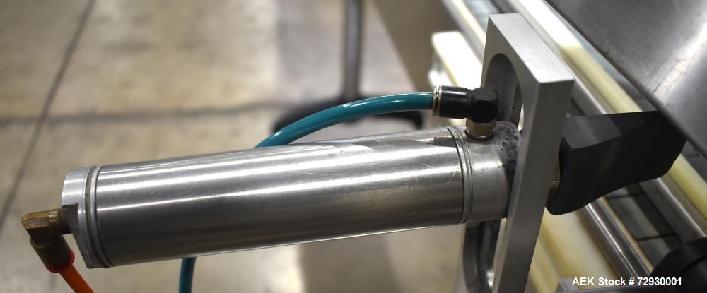 Used Accutek APOF Series Automatic Pressure 6 Head Overflow Filler, Model APOF-6. (6) Stainless steel nozzles, 4.5" x 5/8" diameter. Filling speed of up to 60 CPM. Viscosity range of 2,000 cps (Centi...