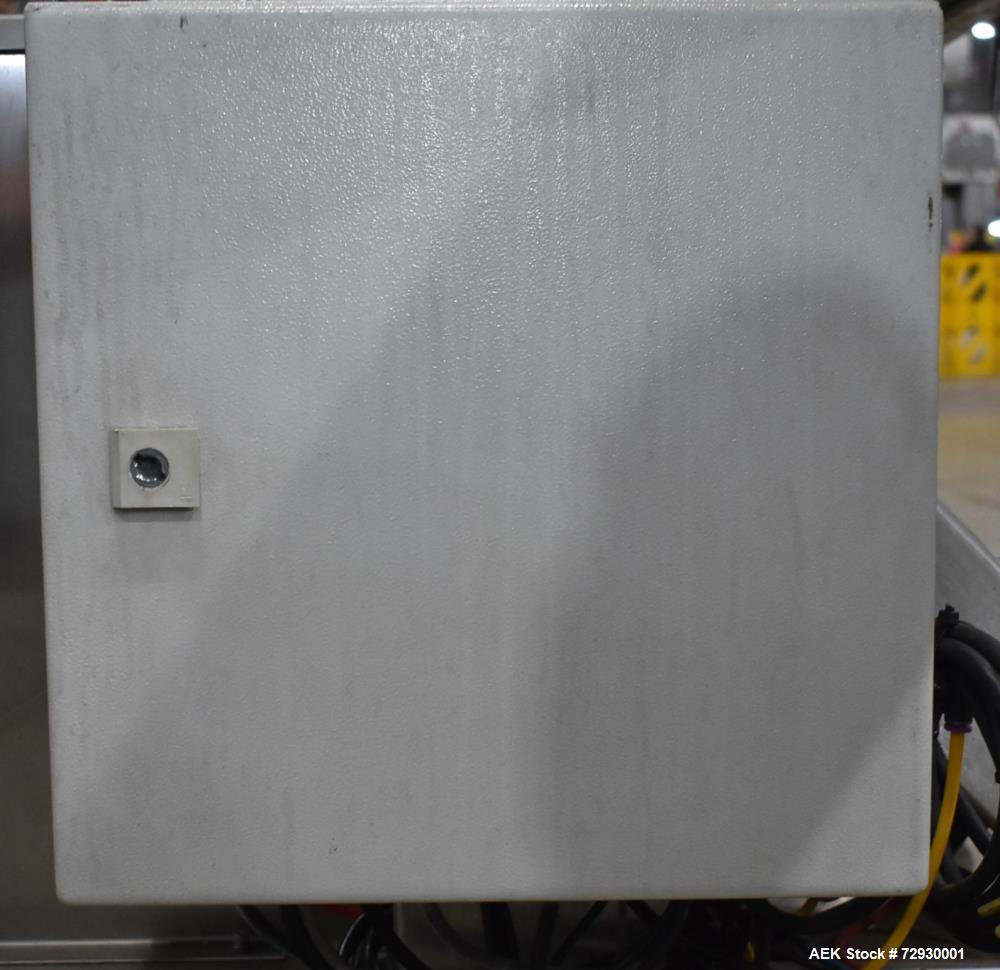 Used Accutek APOF Series Automatic Pressure 6 Head Overflow Filler, Model APOF-6. (6) Stainless steel nozzles, 4.5" x 5/8" diameter. Filling speed of up to 60 CPM. Viscosity range of 2,000 cps (Centi...