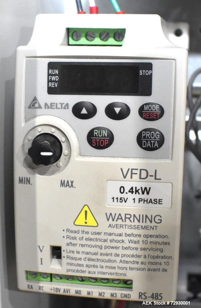 Used Accutek APOF Series Automatic Pressure 6 Head Overflow Filler, Model APOF-6. (6) Stainless steel nozzles, 4.5" x 5/8" diameter. Filling speed of up to 60 CPM. Viscosity range of 2,000 cps (Centi...