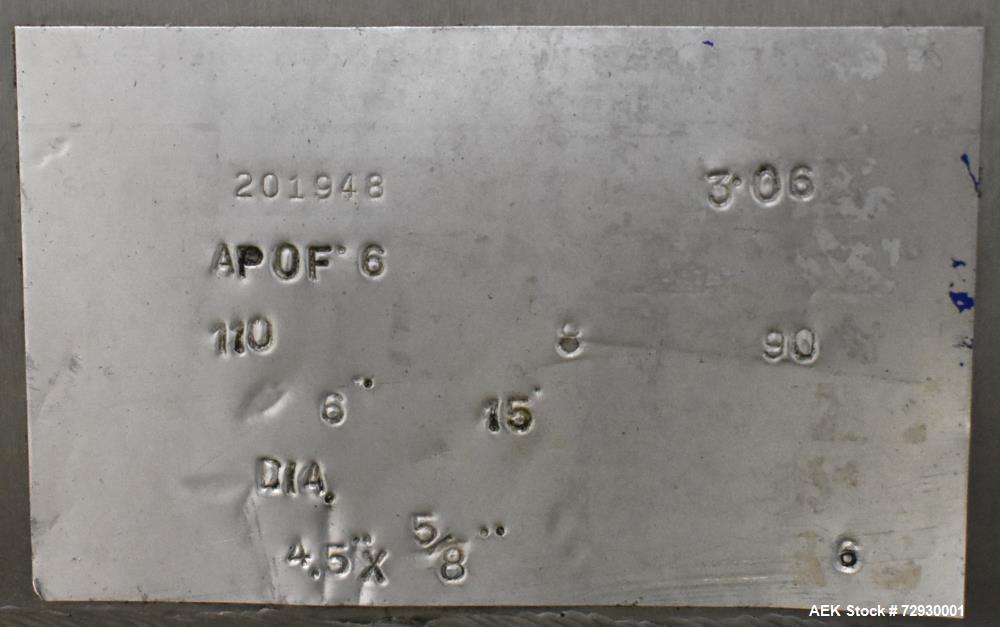 Used Accutek APOF Series Automatic Pressure 6 Head Overflow Filler, Model APOF-6. (6) Stainless steel nozzles, 4.5" x 5/8" diameter. Filling speed of up to 60 CPM. Viscosity range of 2,000 cps (Centi...
