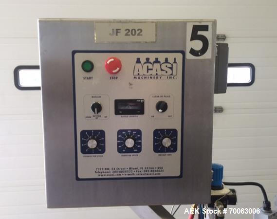 Used- 8 Head ACASI Piston Filler. Includes: (8) 10" long x 2.5" diameter stainless steel pistons, approximately 22 oz. (8) 9...
