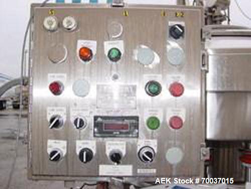 Used Federal 24 Valve Rotary Gallon Gravity Filler. Includes change parts for 64 oz round PET and 1 gallon rectangular PVC bottles. 38mm valves. Includes CIP ring. Right to left bottle flow. Electric...