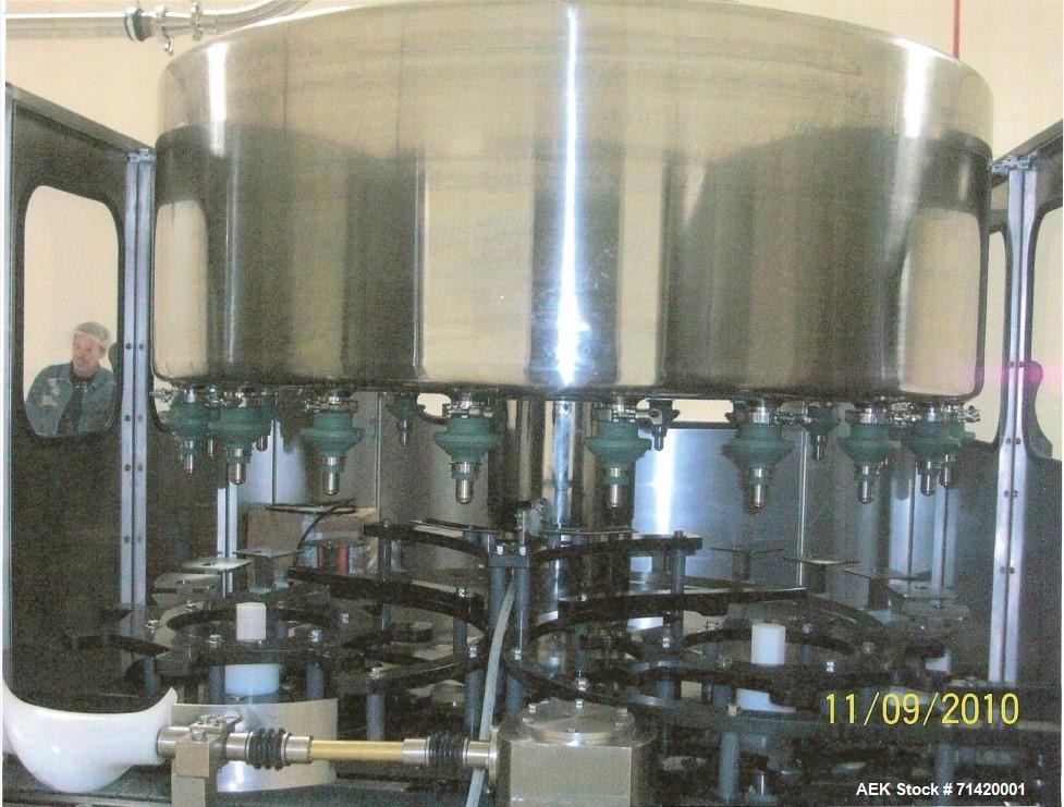 Used Filler Specialties GWFS-21 Head Rotary Filler. Gravity fill-to- level with overhead fille bowl, with  EMV External Mount FastFill Valve and FSI liquid level control.   Last running edible oil in...