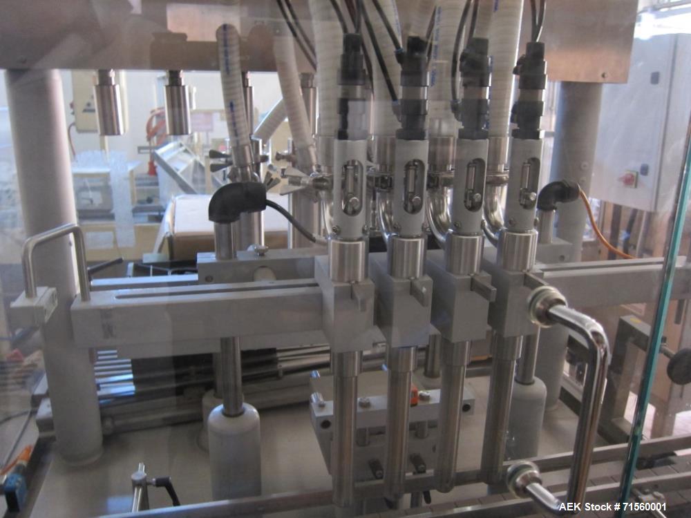 Used Kugler Fully Automatic Filling Machine Type Linofill. Controlled up to 30 cycles / min. The effective capacity depends on the packaging, dosing, Füllstellenanzahl and the product quality. Proces...