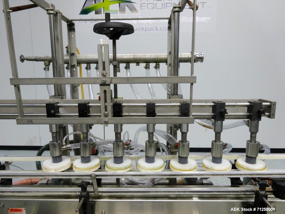 Used MRM Model GRC-A Straight Line Pressure Overflow Liquid Filler