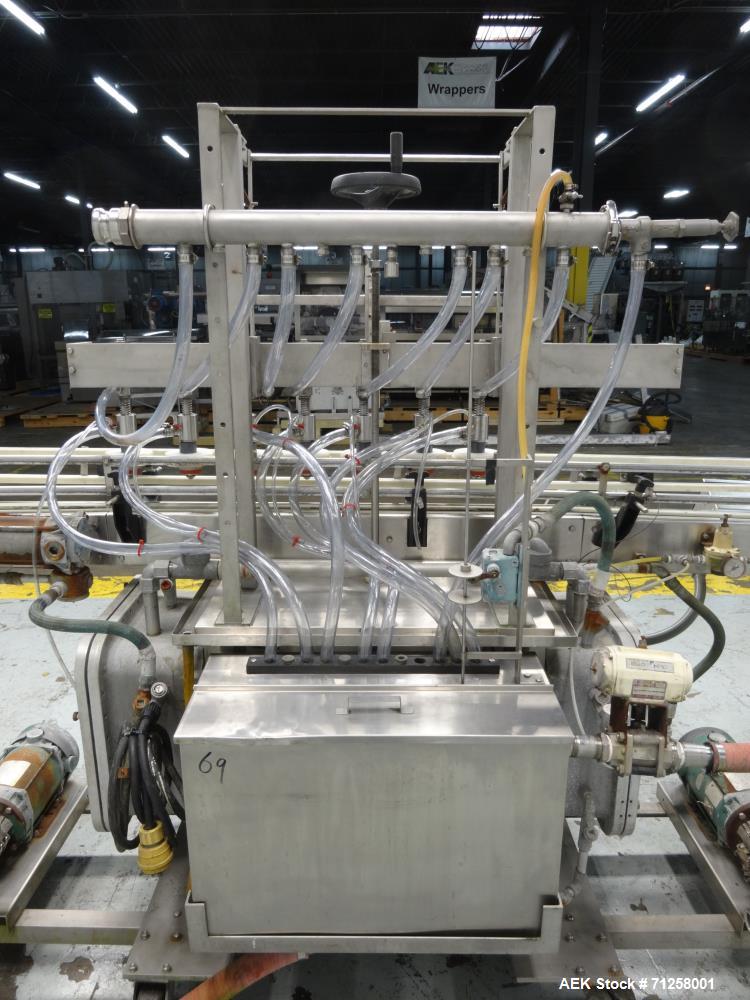 Used MRM Model GRC-A Straight Line Pressure Overflow Liquid Filler