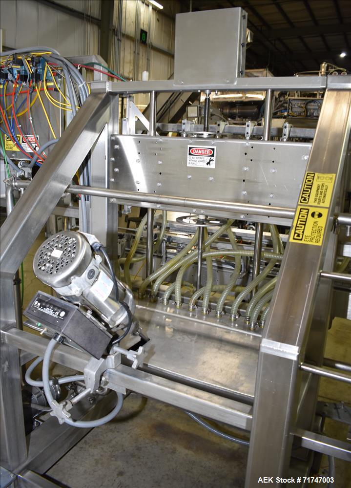 Used Pack West Monarch Filler-12V-PS 6-Head Inline Gravity Overflow Filler