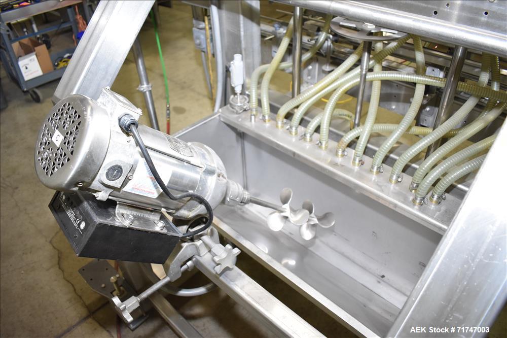 Used Pack West Monarch Filler-12V-PS 6-Head Inline Gravity Overflow Filler