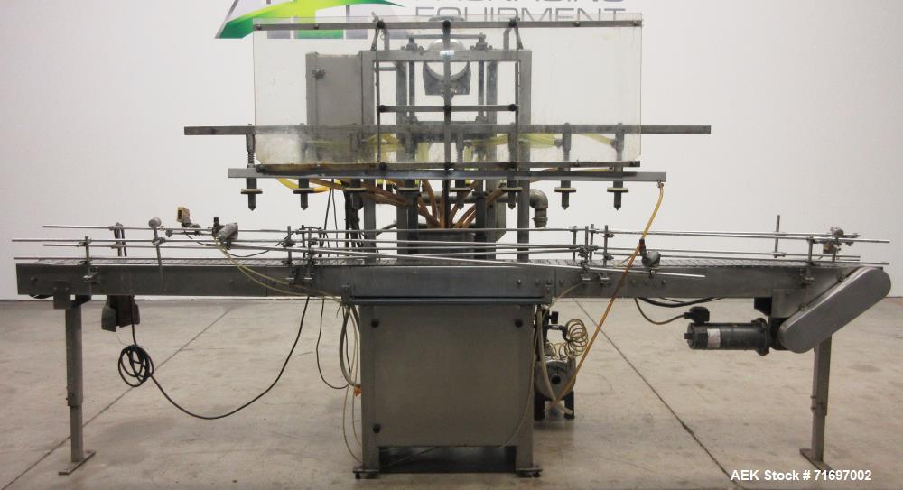 Used Packaging Dynamics Model SLA-10 Inline Pressure Overflow Liquid Filler