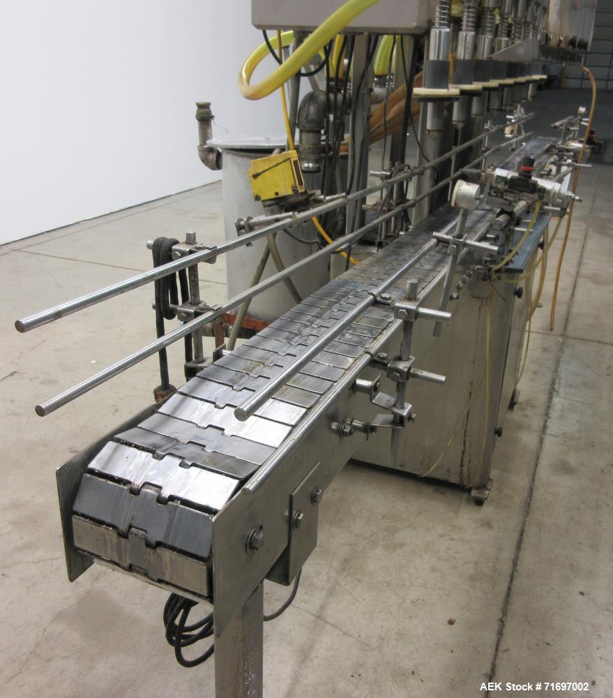 Used Packaging Dynamics Model SLA-10 Inline Pressure Overflow Liquid Filler