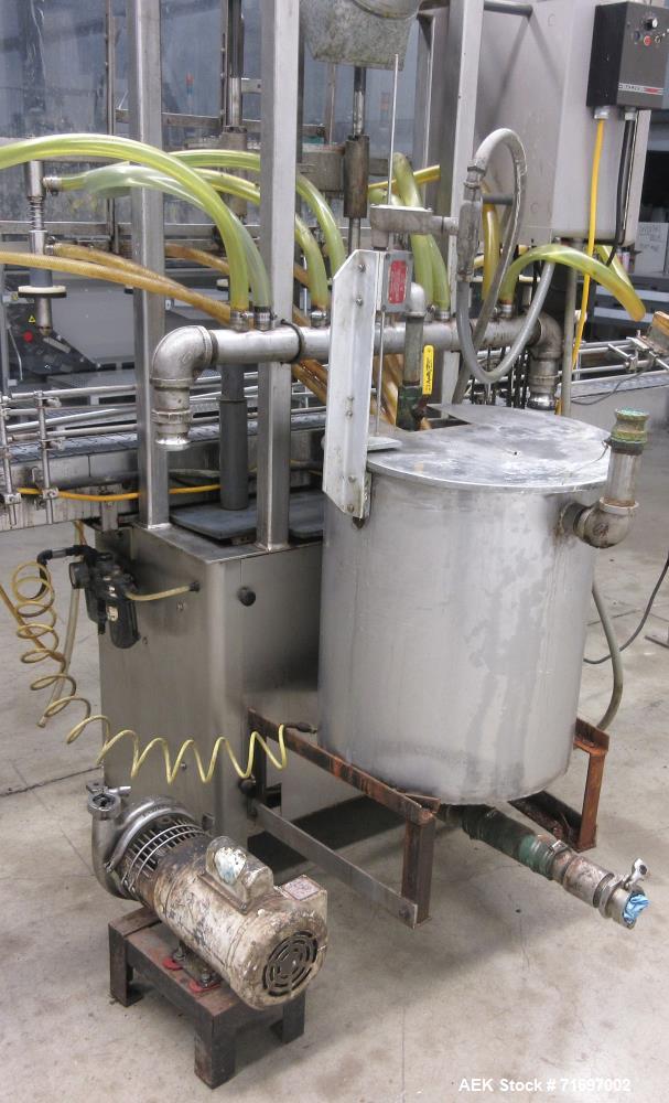 Used Packaging Dynamics Model SLA-10 Inline Pressure Overflow Liquid Filler