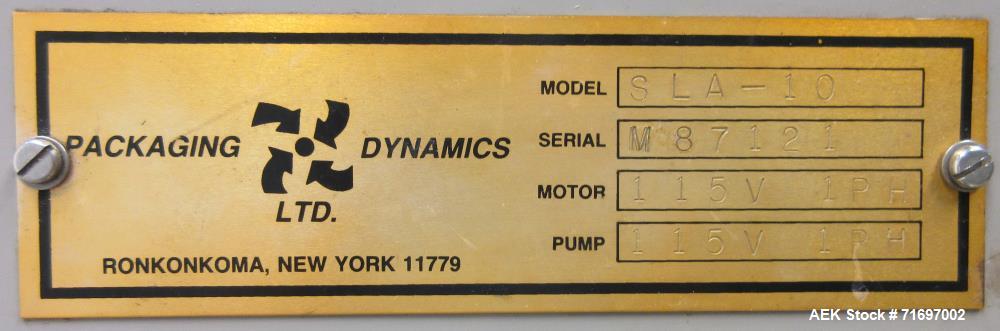 Used- Packaging Dynamics Model SLA-10 Inline Pressure Overflow Liquid Filler