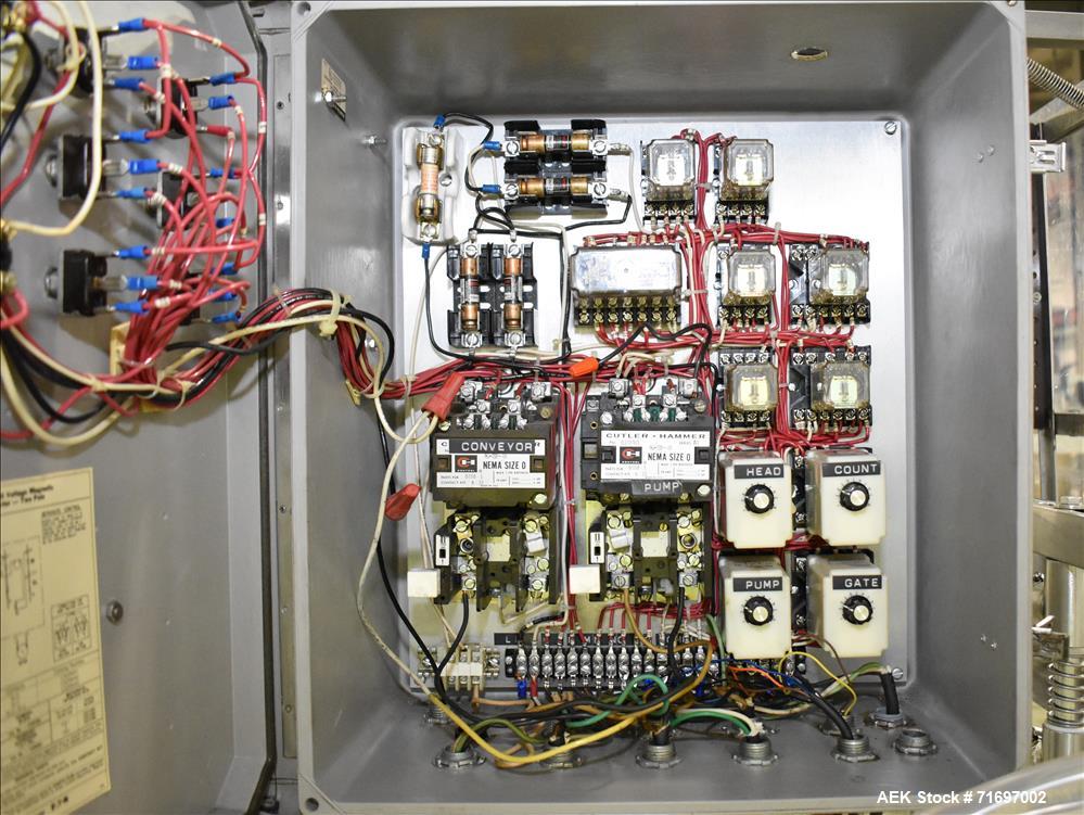 Used Packaging Dynamics Model SLA-10 Inline Pressure Overflow Liquid Filler