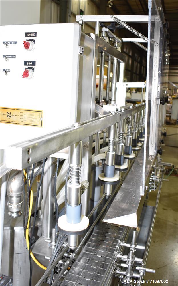 Used Packaging Dynamics Model SLA-10 Inline Pressure Overflow Liquid Filler