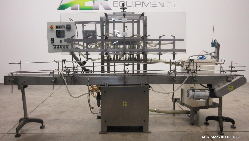 Used Packaging Dynamics Model SLA-8 8-Head Inline Pressure Overflow Liquid Fill