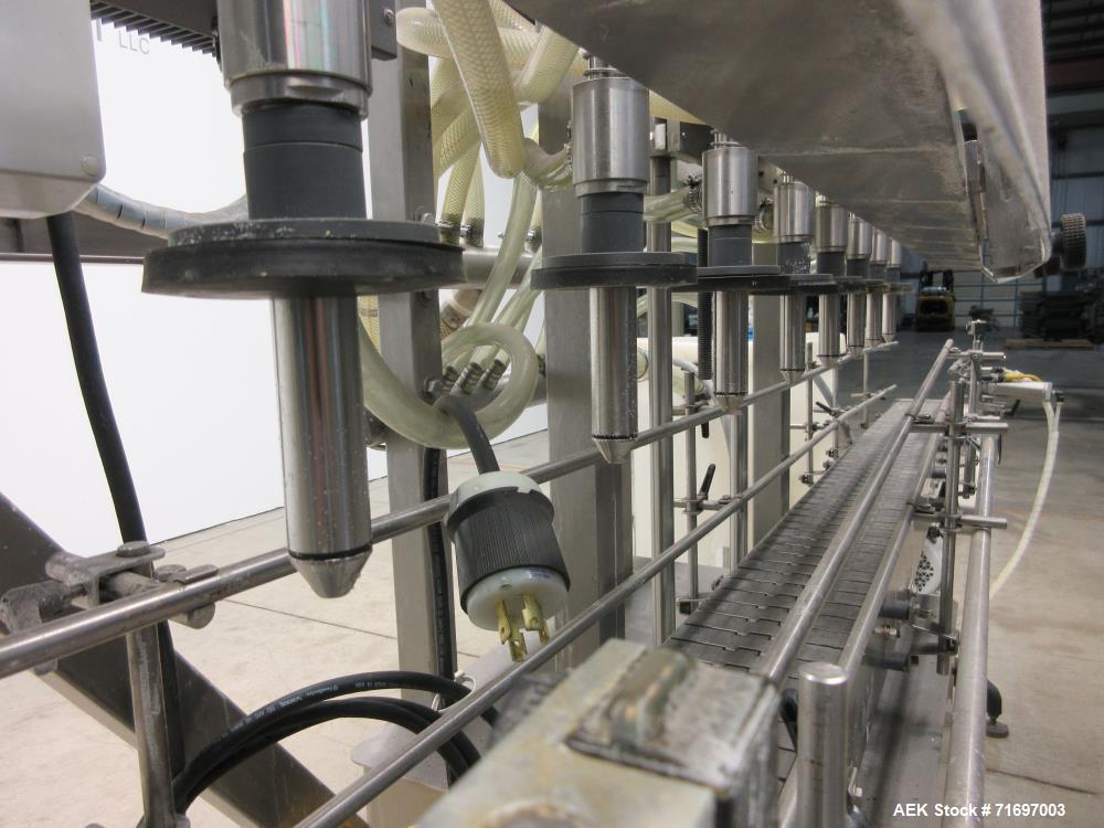Used Packaging Dynamics Model SLA-8 8-Head Inline Pressure Overflow Liquid Fill