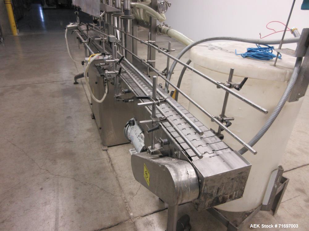 Used Packaging Dynamics Model SLA-8 8-Head Inline Pressure Overflow Liquid Fill