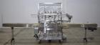 Used Accutek APOF Series Automatic Pressure 6 Head Overflow Filler, Model APOF-6. (6) Stainless steel nozzles, 4.5