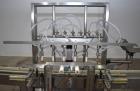 Used Accutek APOF Series Automatic Pressure 6 Head Overflow Filler, Model APOF-6. (6) Stainless steel nozzles, 4.5