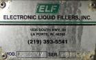 Used ELF (E-PAK) Model 15 CONV 12 Head Inline Time Gravity Pressure Liquid Filler. Capable of speeds over 100 bottles per minute. Has pin indexing system. Neck pneumatic guides. Has a machine mounted...