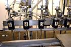 Used Fluid Packaging Solutions 12 Head Inline Automatic Time / Gravity Liquid Filler. Fabricated with 4-1/2