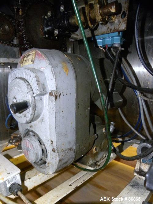 Used Chase-Logeman FS2-12 Monoblock Filler & Stopper Machine. Capable of speeds up to 60 bpm. Fill range: 0-125 ml with change parts. Vial size range: maximum diameter to 2-1/8" and up to 6" high. St...
