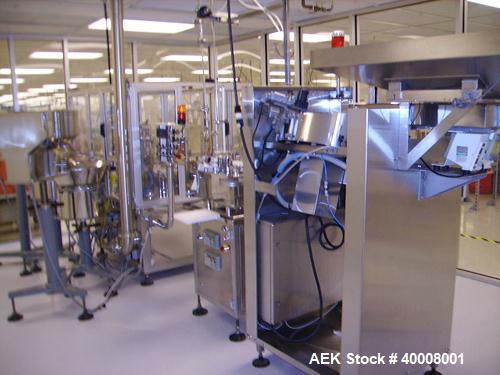 Used Comas Monoblock Line for Fill/Plug/Cap consisting of: (1) Comas Model RS6 Monoblock Filler, Tipper and screw Capper with Integrated Palace Model P2V5 Bulk bottle unscrambler. Has two head perist...