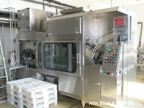 Used Elo Pak PS 30 Milk Carton Filler, gable top, maximum capacity 3000 cartons/hour, filling volume 250, 500 and 1000 ml, laminar flow, air pressure 72 psi, 3/50 hz/400V.