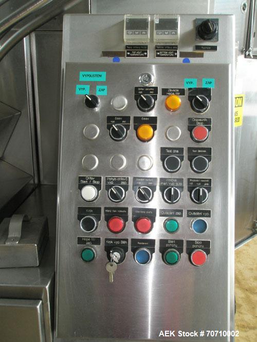 Used Elo Pak PS 30 Milk Carton Filler, gable top, maximum capacity 3000 cartons/hour, filling volume 250, 500 and 1000 ml, laminar flow, air pressure 72 psi, 3/50 hz/400V.