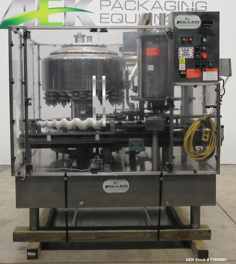 Used Filler Specialties Model AWFS-18-6-R Monoblock Rotary Filler and Capper