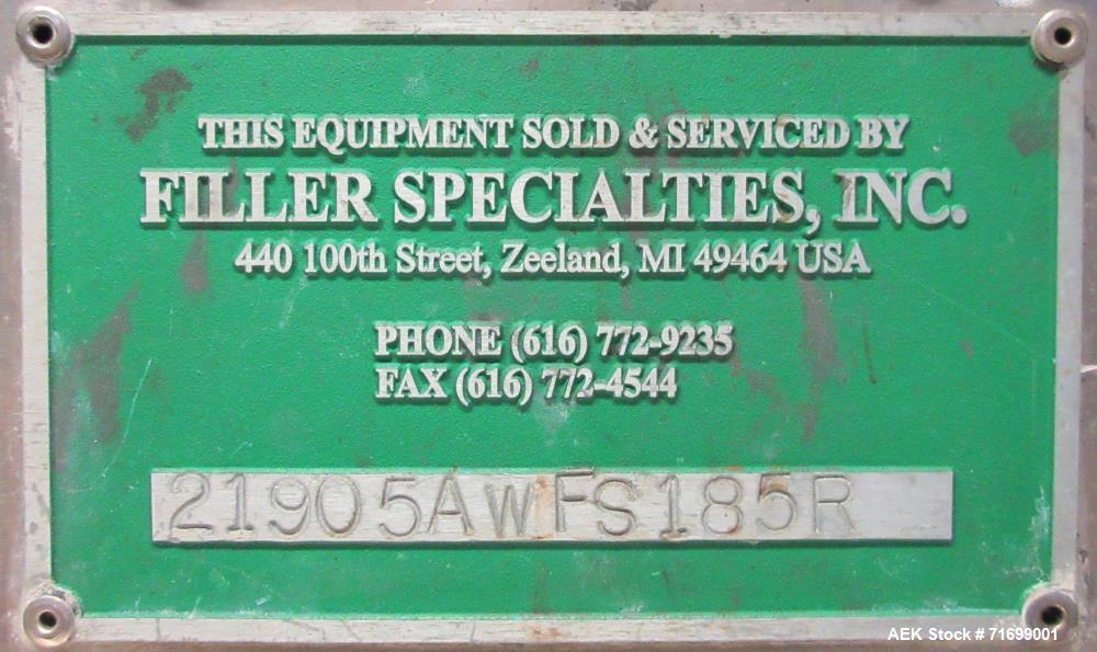 Used Filler Specialties Model AWFS-18-6-R Monoblock Rotary Filler and Capper