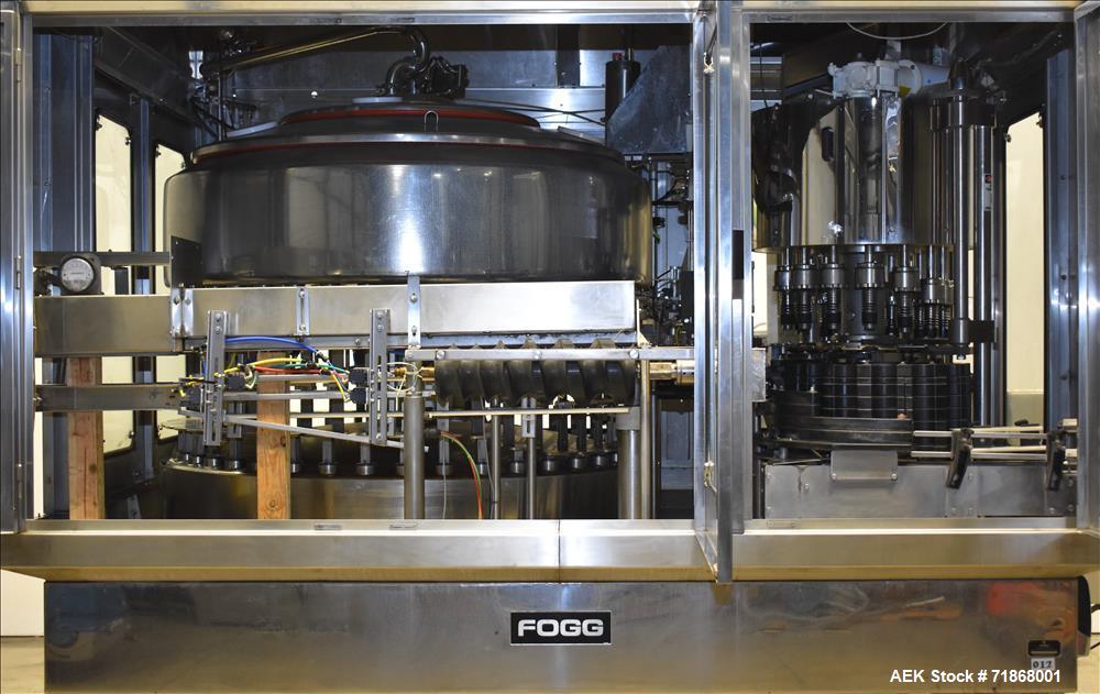 Used Fogg Model FA4214 High Speed Monoblock Liquid Filler and Capper.