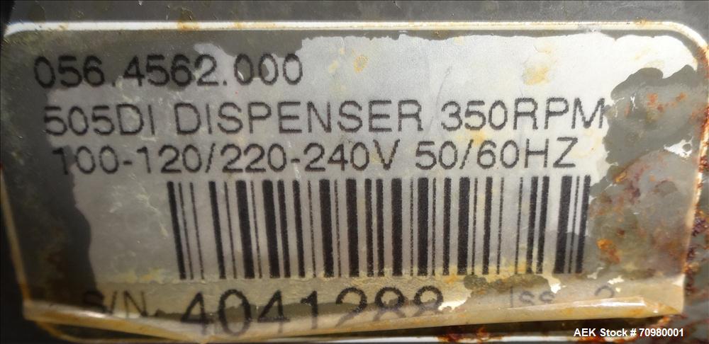 Used M&O Perry P-3000 II Monoblock Unscrambler, Filler, Plugger, and Screw Capper. Capable of speeds up to 35 bottles per minute. Has Watson Marlow Model 505Di Single head, peristaltic pump filler, H...