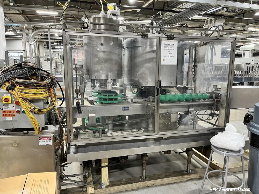 Used Serac Model R16V8/720 Monoblock Net Weigh Filler and Capper