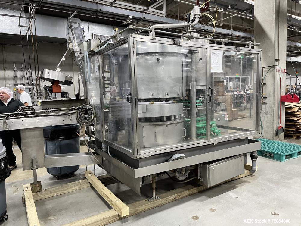Used Serac Model R16V8/720 Monoblock Net Weigh Filler and Capper