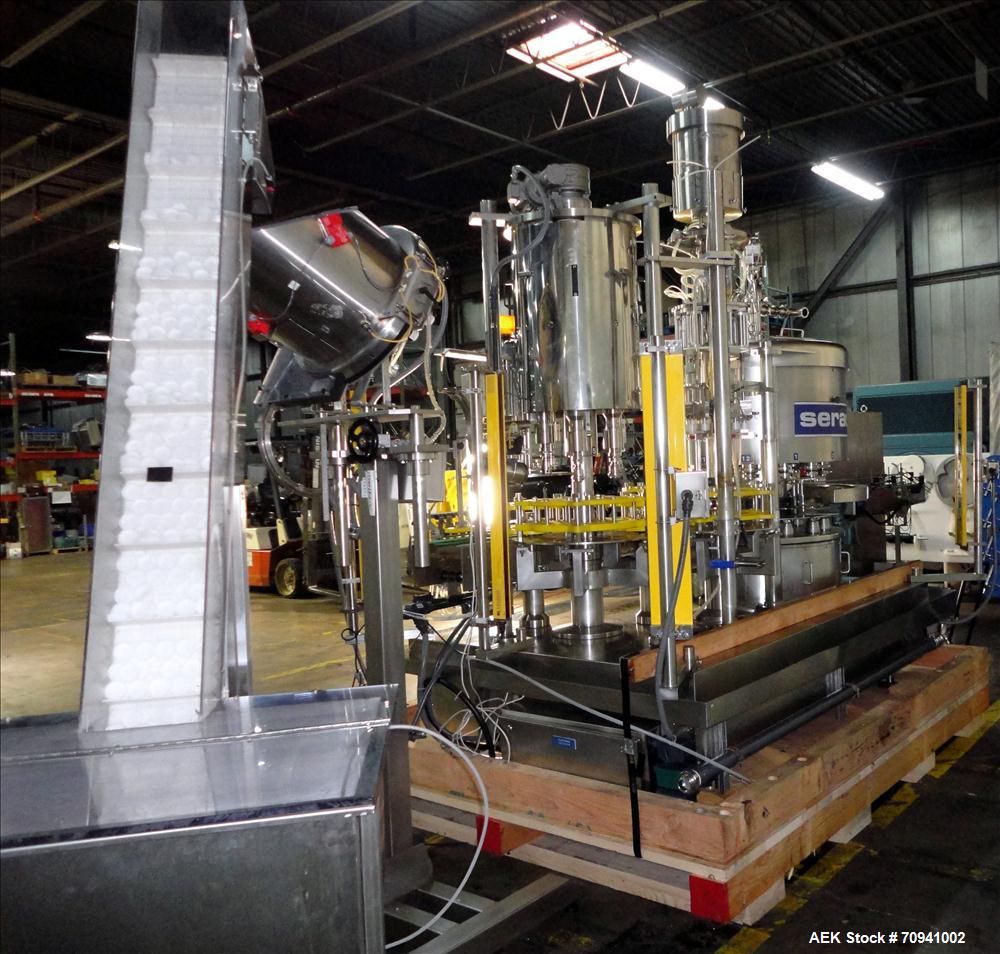 Used Serac Model R12D6 V6/720 Net Weight Monoblock Rotary Liquid Filler
