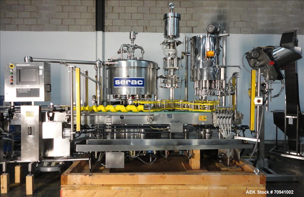 Used Serac Model R12D6 V6/720 Net Weight Monoblock Rotary Liquid Filler