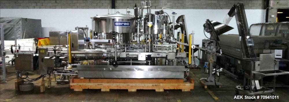 Used Serac Model R9D4-ZV41620 Monoblock 9 Head Net Weight Filler for Cubitainer