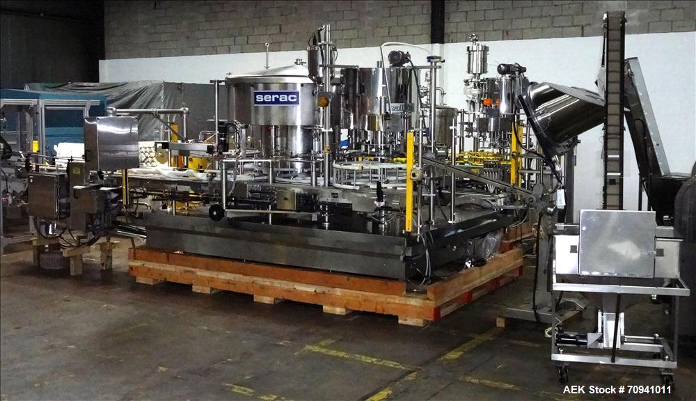 Used Serac Model R9D4-ZV41620 Monoblock 9 Head Net Weight Filler for Cubitainer