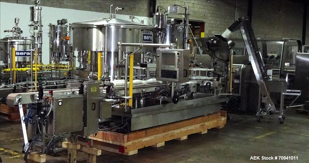 Used Serac Model R9D4-ZV41620 Monoblock 9 Head Net Weight Filler for Cubitainer