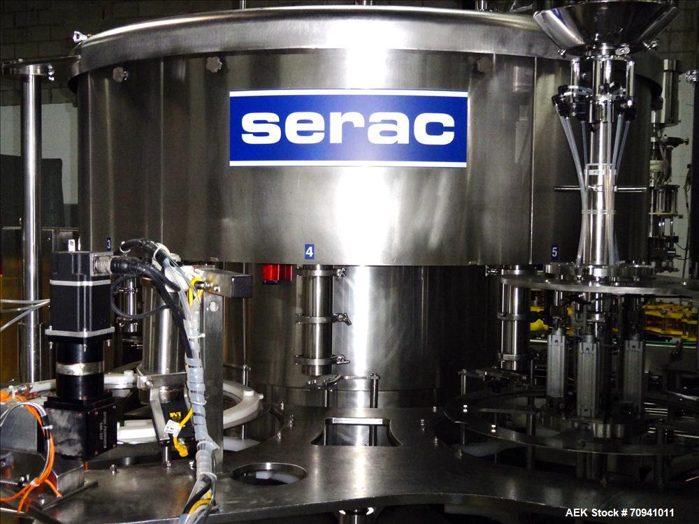 Used Serac Model R9D4-ZV41620 Monoblock 9 Head Net Weight Filler for Cubitainer