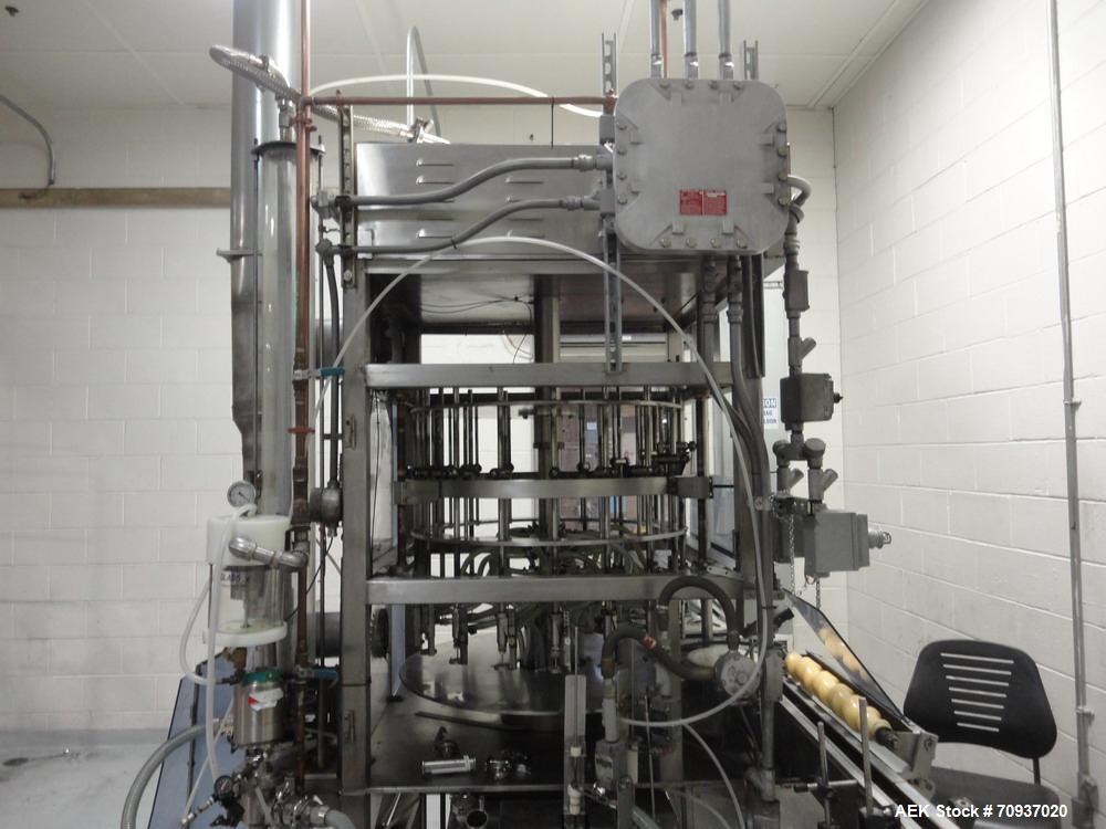Used JG Machine 18 Head Rotary Vacuum Pocket Filler. Production rates up to 80 cpm(depending on size and material filled). Has stainless steel supply tank, explosion proof, vacuum jar, stainless stee...